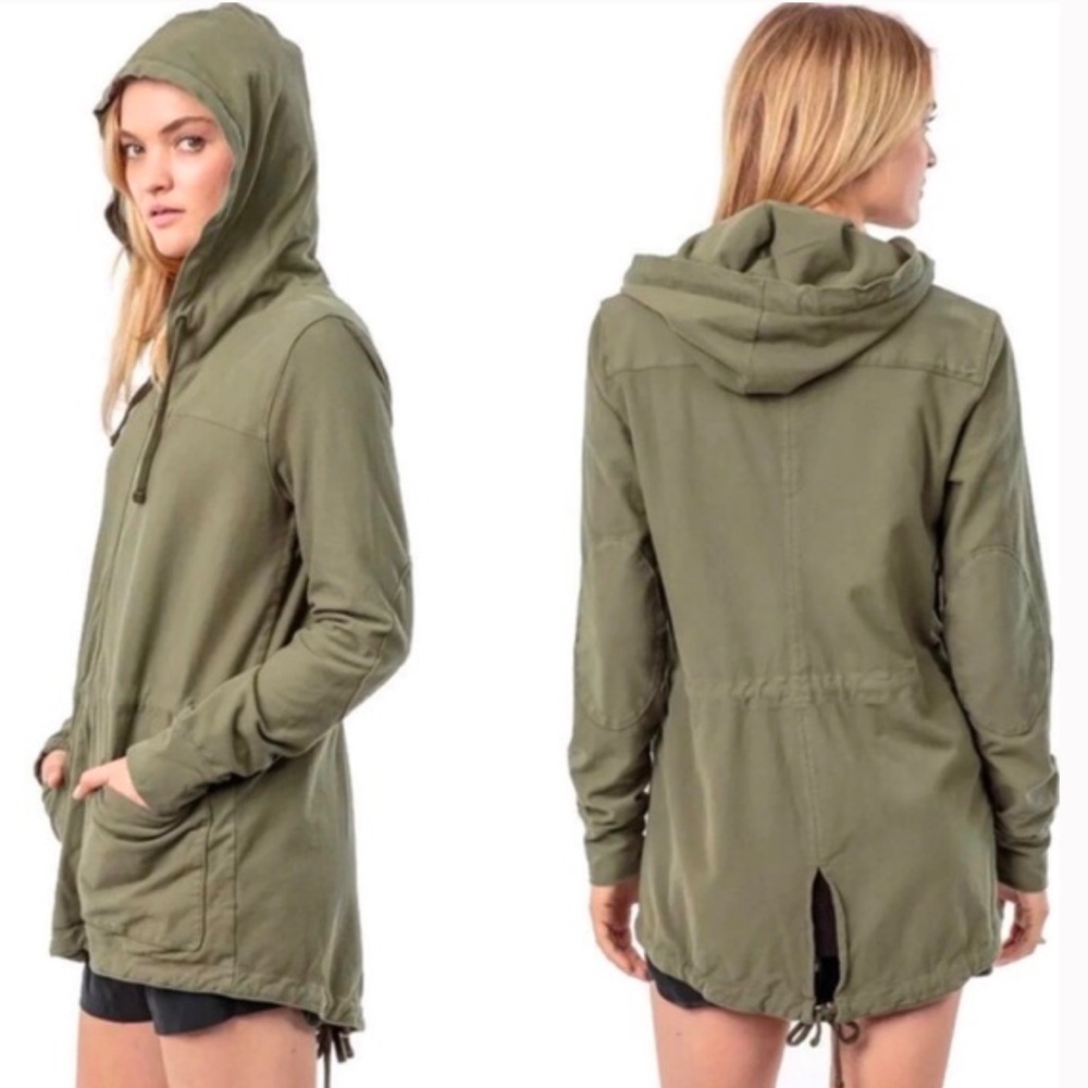 James Perse Military Green Cotton Twill Parka Size S